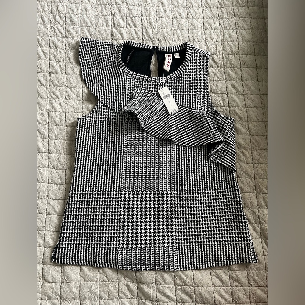 Anthropologie Dolan Callan Ruffled Houndstooth Top S - Picture 2 of 5